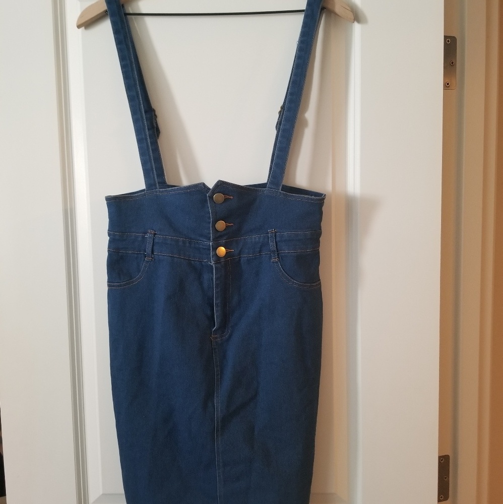 Stretch Denim Jumper Skirt